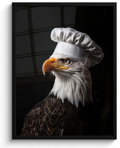 Fotolijst inclusief poster - Posterlijst 50x70 cm - Posters - Arend -Amerika - Koksmuts - Vogel - Stoer - Foto in lijst - Keuken decoratie muur - Wanddecoratie accessoires - Muurdecoratie - Schilderijen