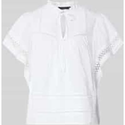 regular fit blouse met vetersluiting en ajourwerk