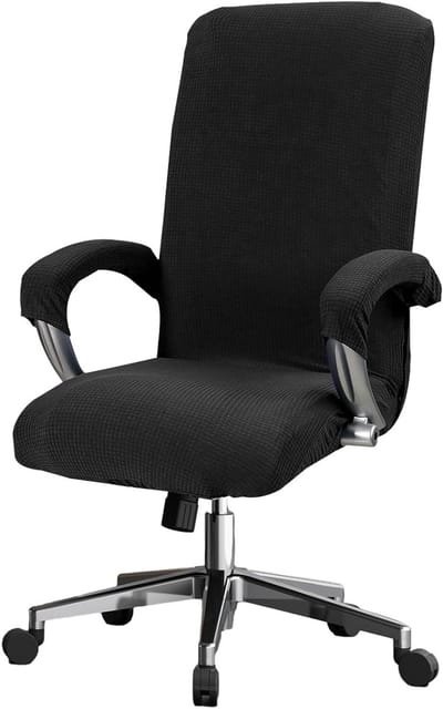 Rekbare en Wasbare Fleece Stoelhoezen voor Kantoorstoelen - Bescherming voor Armleuningen en Volledige Bedekking (Zwart)