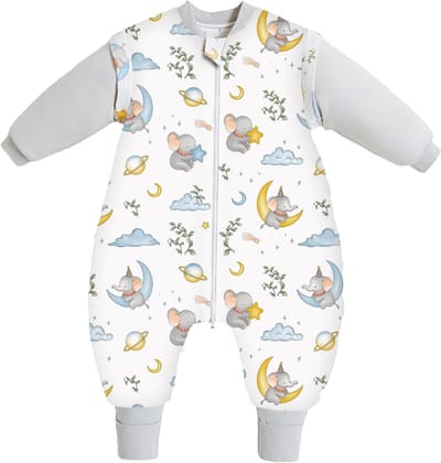 Babyslaapzak met voeten - Winterslaapzak Pyjama - Warm Slapen - Afneembare mouwen - 75 cm - Blauw