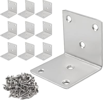 10 Stuks 90 Graden Hoekverbinders van RVS, 49mm Metaal Hoekprofielen voor Meubelmontage, Stevige Bevestigingsbeugels voor Zware Lasten en Houten Constructies