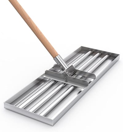 Gazon Nivelleer Hark - Bodem Leveler - Gazon Egaliseren - Roestvrij Staal - 78 Inch Bereik - Zilver