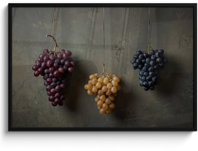 Poster in lijst - Fotolijst 120x80 cm - Posters - Druiven - Kleurrijk - Muur - Posterlijst zwart - Decoratie - Wanddecoratie woonkamer - Muurdecoratie slaapkamer