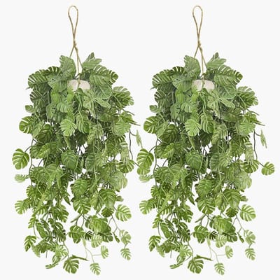 SnelShoppen - 2 Stuks Kunstplanten Hangend - Kunststof Planten voor Binnen en Buiten - Groene Decoratie voor Huis, Tuin, Keuken en Feesten - Realistis
