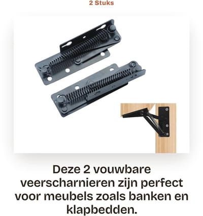 Dailygoods- Veerscharnier 80 Graden - Vouwbaar - Hefscharnier - Scharnier Reparatie Plaat - Metalen Structuur - Eenvoudige Installatie