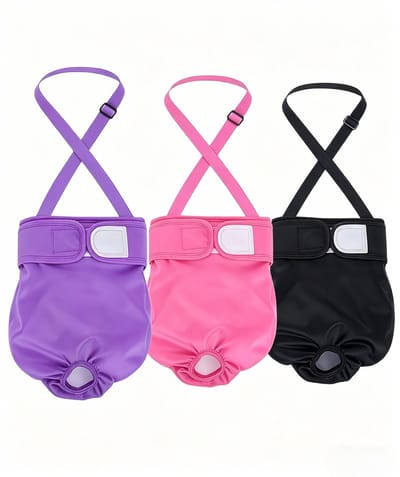 carmdering - 3 Stuks Wasbare Hondenluier Teef - Herbruikbare Dierenhygiëne Broekje - Hondenondergoed - Verstelbaar Klittenband - Lekvrije Cinghie - Polyester Materiaal - Hoog Absorberend - Comfortabele Pasvorm - 3 Delen - M