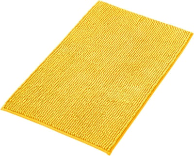 Famanu - Badmat Anti-Slip av soft Chenille | Super absorberend en machinewasbaar | Te combineren als badmat set | Voor de badkamer, douche, bad of als WC mat | Geel – 40x60 cm