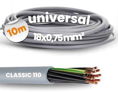 10 Meter Olieflex Classic 110 18G0,75mm2 PVC-besturing met Groen-Geel Beschermingsladder 18x0,75mm2