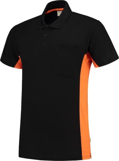 Tricorp poloshirt - 202002 bi-color - Zwart / Oranje - Maat M