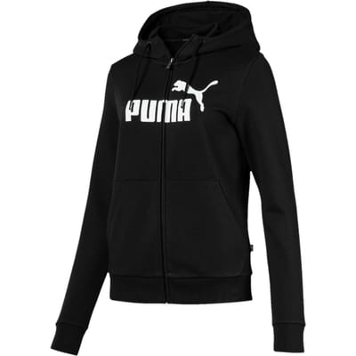 PUMA - Maat XS - ESS Logo Hooded Jacket FL - Cotton Black - Vrouwen