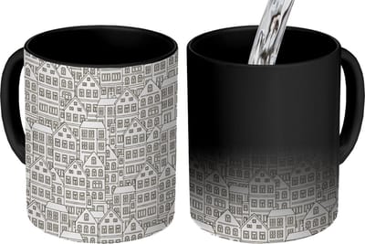 Magische Mok - Foto op Warmte Mokken - Koffiemok - Huis - Patronen - Skyline - Magic Mok - Beker - 350 ML - Theemok