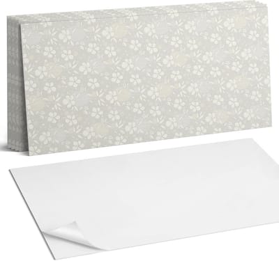 Coloray Plaktegels - Bloemenpatroon op de achtergrond Wandtegel Zelfklevend - 60 cm x 30 cm - Grijs Plaktegels - 6 stuks - Rechthoek PVC Tegels - Plaktegels Keuken - Zelfklevende Vloertegels Badkamer - Vinyl Tegels - Zelfklevende Wandtegels