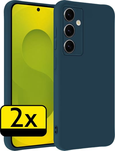 Hoesje - 2 Stuks - Geschikt voor Samsung Galaxy S25 - Sterk & Shockproof - Case Siliconen - Back Cover - Telefoon Hoes - Telefoonhoesjes - Donkerblauw
