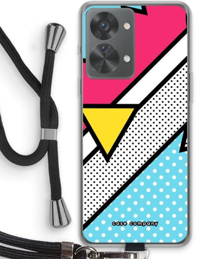 Case Company® - Hoesje met koord geschikt voor OnePlus Nord 2T hoesje met Koord - Pop Art #3 - Telefoonhoesje met Zwart Koord - Bescherming aan alle Kanten en Over de Schermrand