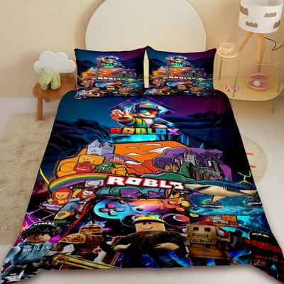 Kinderen Cartoon Roblox 3-delige Dekbedovertrek Roblox Spel Kinderen Tieners Beddengoed Set Anime Huidvriendelijk Slaapkamer Decor AU Single140x210cm