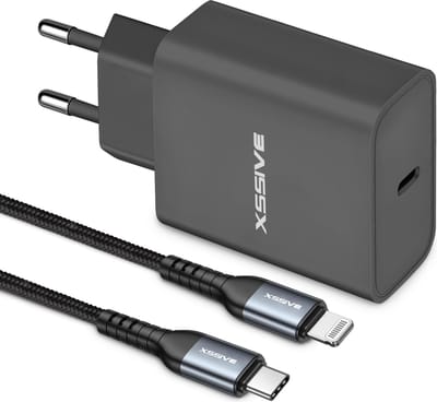 20W Laadsetje geschikt voor Apple iPhone 14, 13, 12, 11, X en ouder - Incl. Auto Disconnect Oplader Kabel - Snellader - 1 Meter