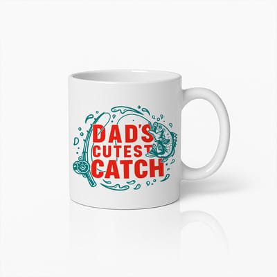 Dad’s Cutest Catch Mok – 330ml Grappige Visserij Koffiemok – Perfect Vaderdag Cadeau voor Vaders die van Vissen Houden
