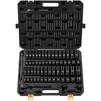 VEVOR Slagsleutel Dopsleutelset 1/2 Inch Slagsleutelset 65-delig, Inbussleutels SAE 3/8 tot 1-1/4 Inch & Metrisch 10-24 mm Koffer Chroom-Vanadium Gelegeerd Staal voor Voertuigreparaties