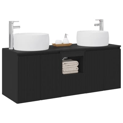 vidaXL - Badkamerkast - set - 3 - st - Zwart - 49,5 - x - 44,5 - x - 66 - cm - Bewerkt - hout