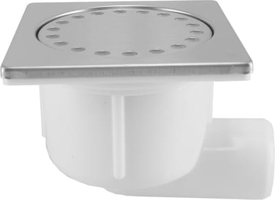 Sanifun Doucheput Chelsea 100x100 mm Haaks – RVS – Zijuitlaat – Horizontale Afvoer