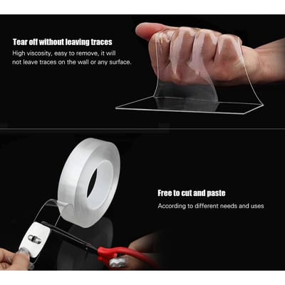 Nano Tape Rol Dubbelzijdig Plakband 30 mm*3 m*2 mm Spoorloos Wasbaar Nano Tape Grip Gel Herbruikbare Nano Gel 30mm x 1m x 1mm brown