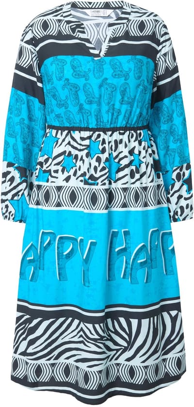 Angel of Style - Dames - Midi-jurk A-lijn all-over print elastische taille - Mineraalblauw - Maat 42