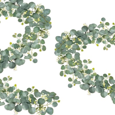 Namajunas - Kunstplanten voor binnen en buiten - Kunstbloemen - 2 Stuks Eucalyptus Slinger Versiering Set - 180 cm - Kamer Decoratie voor Bruiloft, Feest, Tafel of Muren - UV-bestendige nep Planten - Hangplant