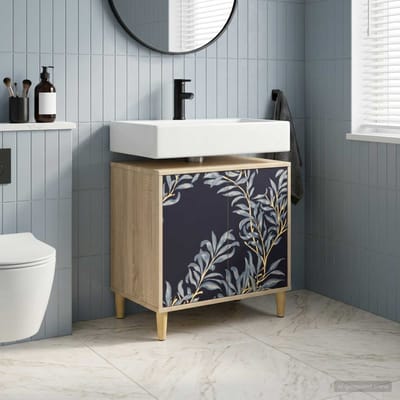 vidaXL - Badkamerkast - DOKKUM - Sonoma - 60 - x - 40 - x - 60 - cm - Bewerkt - hout