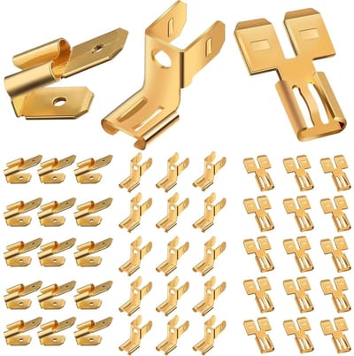 48-delige set vlakke connectors, dubbele schepconnectors, snelkoppelingen en zitclips voor elektrische verbindingen