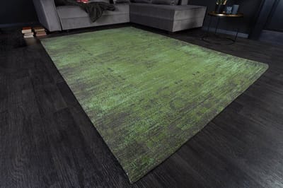 Luxe katoenen vloerkleed 240x160cm smaragdgroen oosters patroon