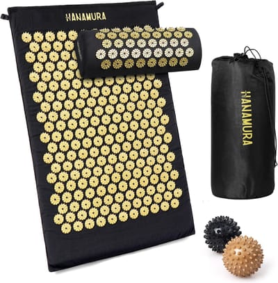 Hanamura Shakti Mat - XL Spijkermat met Kussen, Opbergzak & 2 Triggerpoint ballen - Acupressuur Mat - 74x44cm