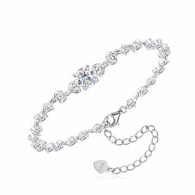 Lumici® Exclusive | Endless Love Moissanite Armband - 3.08 Carat Totaal - 1.0CT Center Stone - GRA Gecertificeerd - Witgoud Gerhodineerd S925 - Luxe Repeating Design - Voor Haar - Moederdag - Valentijnscadeau - Verrassing - Goud & Witgoud