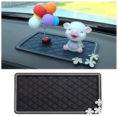 Dailygoods- Antislipmat Auto Extra Groot - Antislipmat Dashboard - Antislipmat voor Mobiele Telefoons - Antislipmat Zonnebril - Antislipmat Sleutels - PVC met Strass Decoratie - Dashboardmat