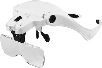Hoofdmagnifier met LED Licht en 5 Veranderbare Lensen voor Nauwkeurig Werk, Lezen, en Handwerk