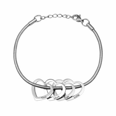 Bedelarmband met 4 Hartjes Goud