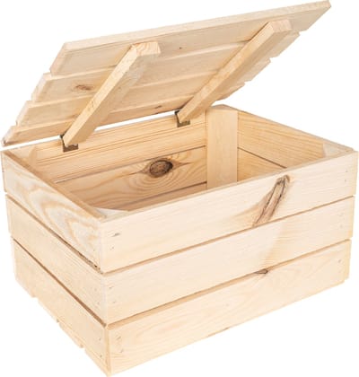 Creative Deco Natuurlijke Houten Doos met Groot Deksel | 40 x 30 x 22 cm | Kerst, Kerstmis Cadeau