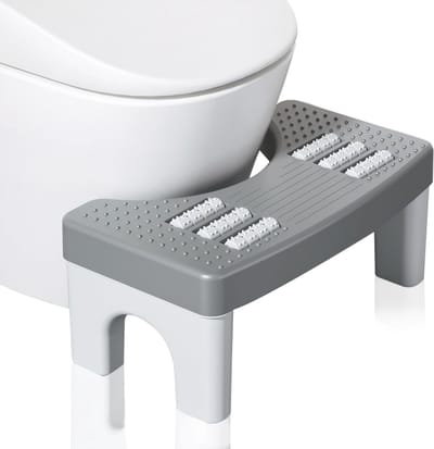 Toiletkruk met massagefunctie - Hurkzithouding voor comfortabeler stoelgang - Antislip opstapkruk voor volwassenen en kinderen - Poepkruk grijs