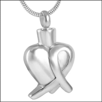 Aramat Jewels | Gedenkhangers | Stalen Pink Ribbon Ashanger – Gedenksieraad Borstkanker Bewustzijn | Hart-Zilverkleur-3.2x1.8cm | |20mm | Staal | Volwassenen | Verkleurd niet