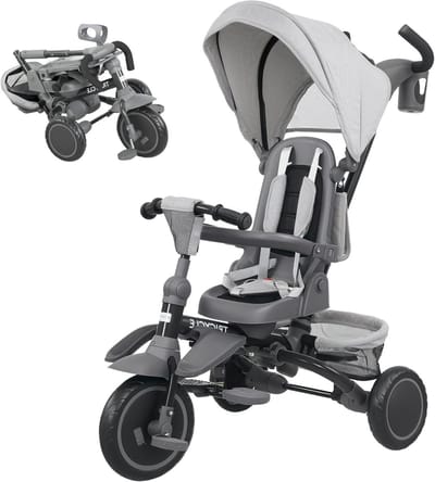 Kinderdriewieler 6-in-1 - Loopfiets met duwstang - Kind Vermaak - 360 graden draaibare stoel