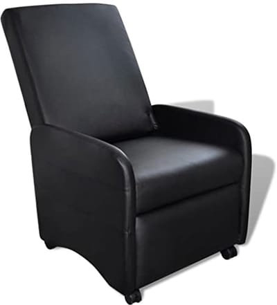 Verstelbare Fauteuil Kunstleer Zwart - Relax Stoel Met Rugleuning En Voetsteun