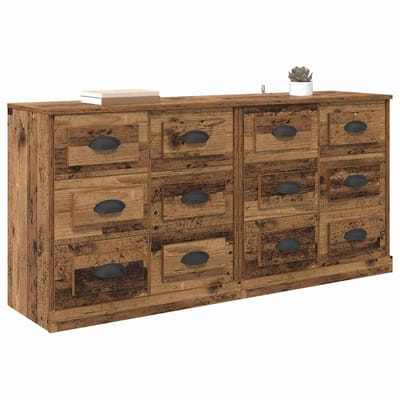 vidaXL - Dressoirs - 2 - st - Oud - Hout - 70 - x - 35,5 - x - 67,5 - cm - Bewerkt - hout