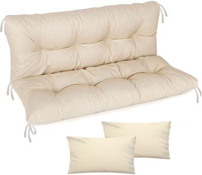 FEROCITY - Tuinschommelkussen - Gestept - Zitcomfort - Onderhoudsvriendelijk - Duurzaam - 120 x 50 x 50 x 10 cm - Polyester - Beige