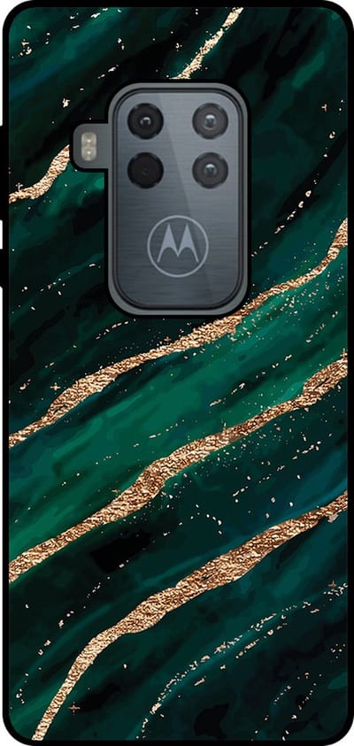 Smartphonica Telefoonhoesje Geschikt voor Motorola One Zoom met marmer opdruk - TPU backcover case marble design - Groen Goud geschikt voor Motorola One Zoom