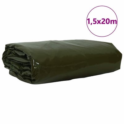 vidaXL - Zeil - 650g - / - m² - Olijfgroen - 1,5 - x - 20 - m - Canvas - met - PVC-coating