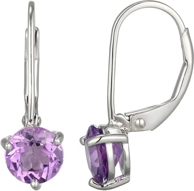 Cavill - Elegante Amethist Oorbellen - 925 Sterling Zilver Gerhodineerd - Braziliaanse Paarse Edelsteen 1,15 ct - Oorbellen met Klapsluiting