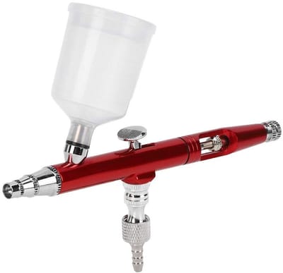 Allecto - Airbrush Spuitpistool - Kunstschilderwerk - Zwart - 1 Snelkoppeling - Schilderen - Perfect voor Hobbyisten - Rood