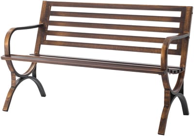 Buitenbank, 127 cm, Duurzaam Frame van Koolstofstaal met Decoratieve Rugleuning en Gladde Armleuningen, Weerbestendige Zitgelegenheid voor Terras, Tuin, Park, ERF Of Veranda, Antieke Bronzen Afwerking