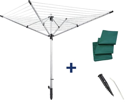 Leifheit droogmolen Lino Lift 600 quick start (evo) - incl. beschermhoes - incl. grondplug - in hoogte verstelbaar - 60 m drooglengte - 6 wasmachineladingen