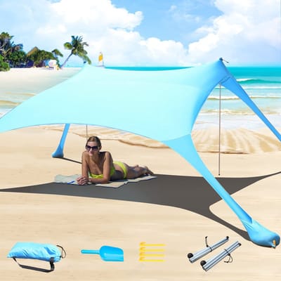 Dailygoods- Strandtent UPF50+ zonbescherming - Luifeltent - Waterdicht - Verstelbaar - 213 x 213 cm - Ideaal voor strand en buitenactiviteiten