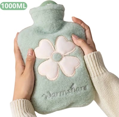 Bovista Warmwaterkruik - Warmtekruik - Warmtekussen - Kruik - Met Hoes - Warmwaterzak - Knuffel - Bag - Groen - 1000ML